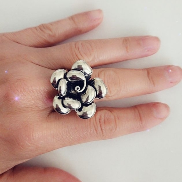 S925 Silver Rosette Ring Adjustable Stamped Vintage - Picture 2 of 10